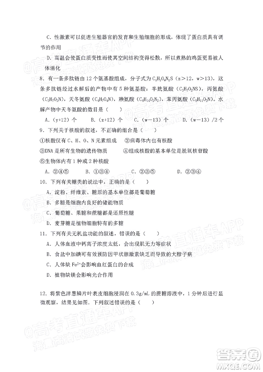 江西省九校2022屆高三上學期期中聯(lián)考生物試題及答案