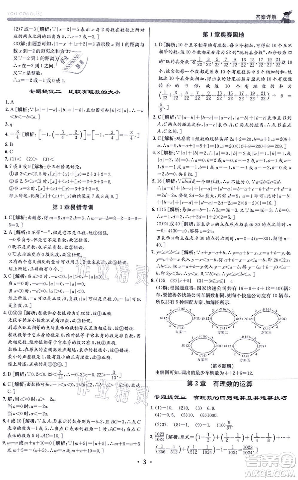 浙江人民出版社2021優(yōu)+攻略七年級(jí)數(shù)學(xué)上冊(cè)Z浙教版答案