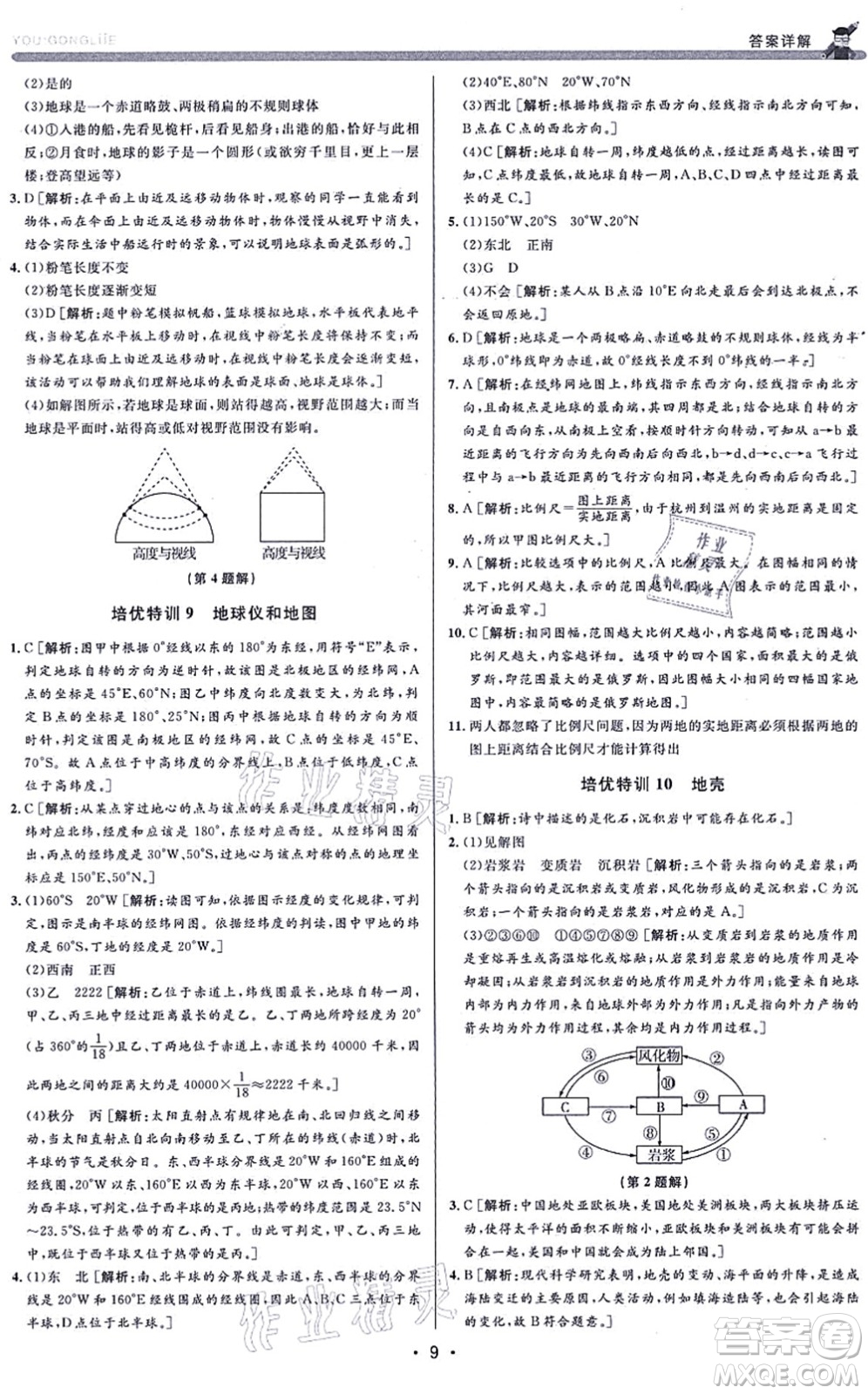 浙江人民出版社2021優(yōu)+攻略七年級科學上冊Z浙教版答案