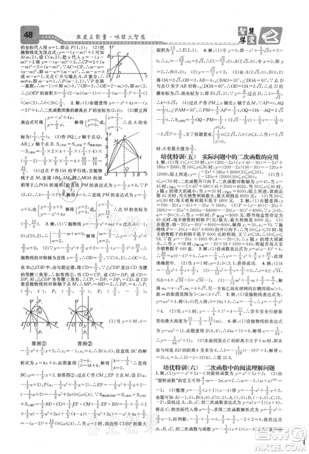 天津科學(xué)技術(shù)出版社2021智慧學(xué)堂核心素養(yǎng)提升法九年級(jí)數(shù)學(xué)人教版臺(tái)州專版參考答案