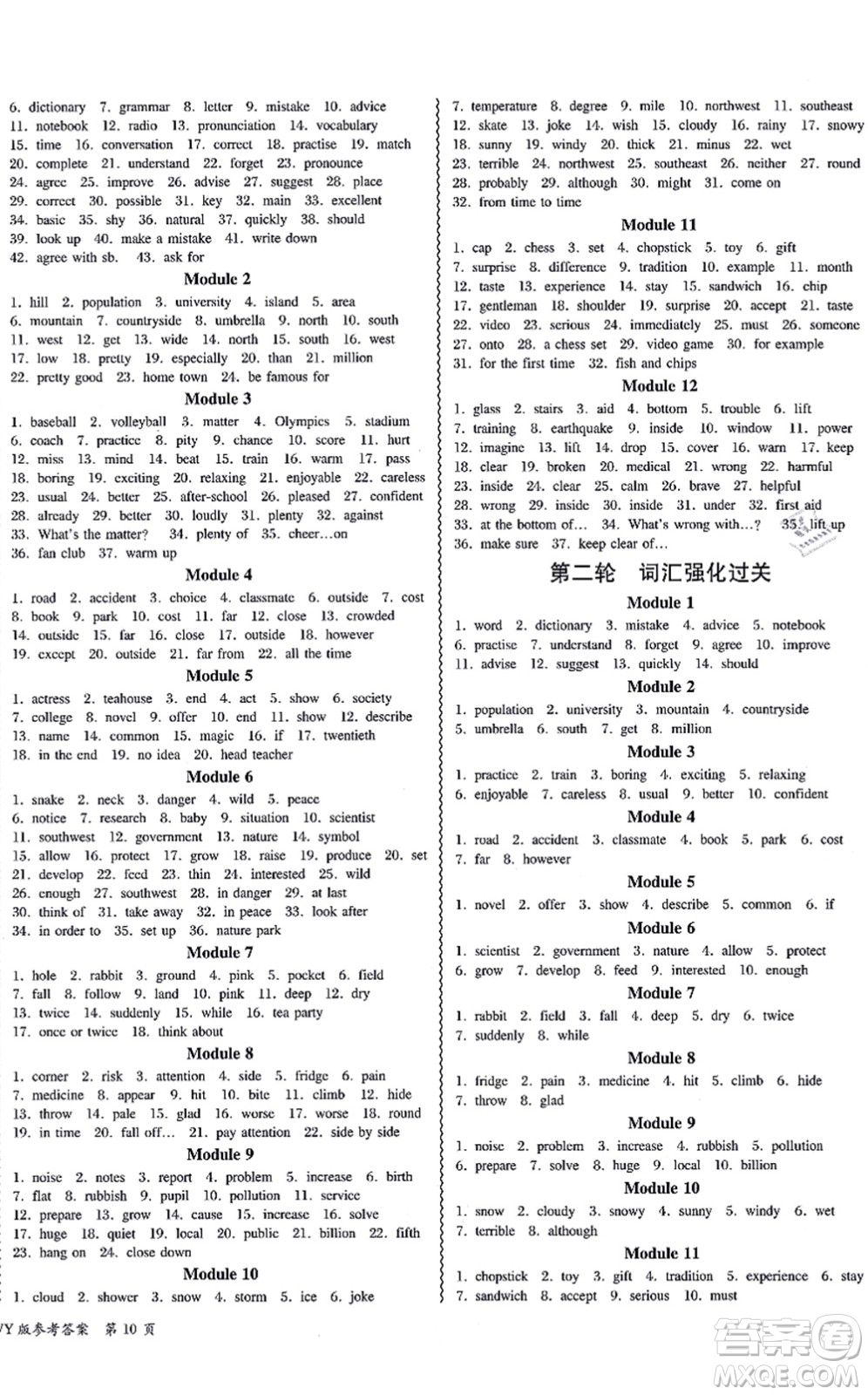 電子科技大學(xué)出版社2021零障礙導(dǎo)教導(dǎo)學(xué)案八年級英語上冊WYYY外研版答案
