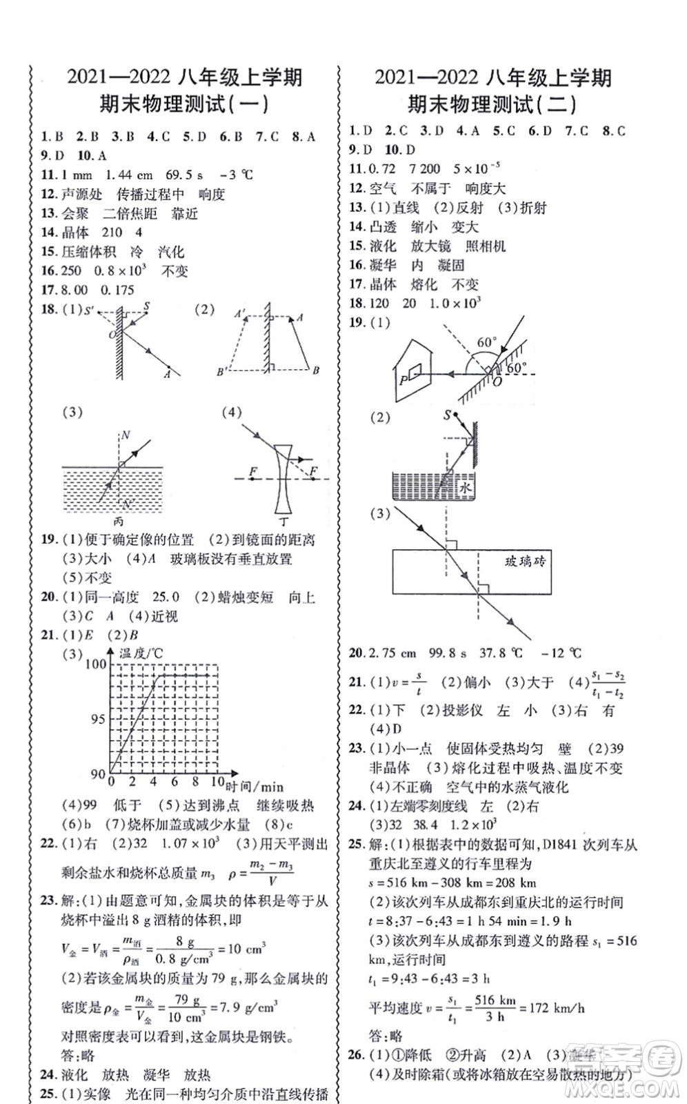 華南理工大學(xué)出版社2021零障礙導(dǎo)教導(dǎo)學(xué)案八年級(jí)物理上冊(cè)HYWL滬粵版答案