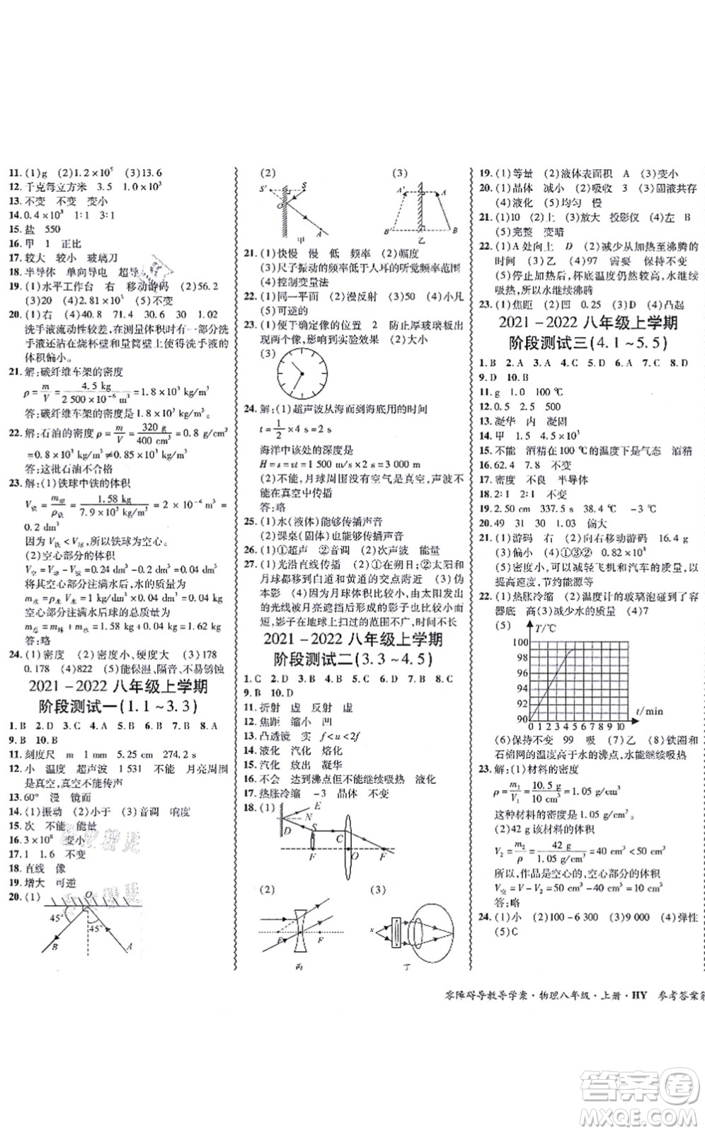 華南理工大學(xué)出版社2021零障礙導(dǎo)教導(dǎo)學(xué)案八年級(jí)物理上冊(cè)HYWL滬粵版答案