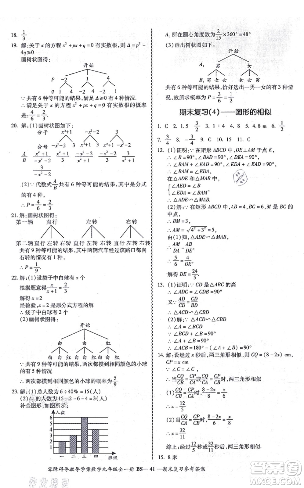 電子科技大學出版社2021零障礙導(dǎo)教導(dǎo)學案九年級數(shù)學全一冊BSSX北師版答案