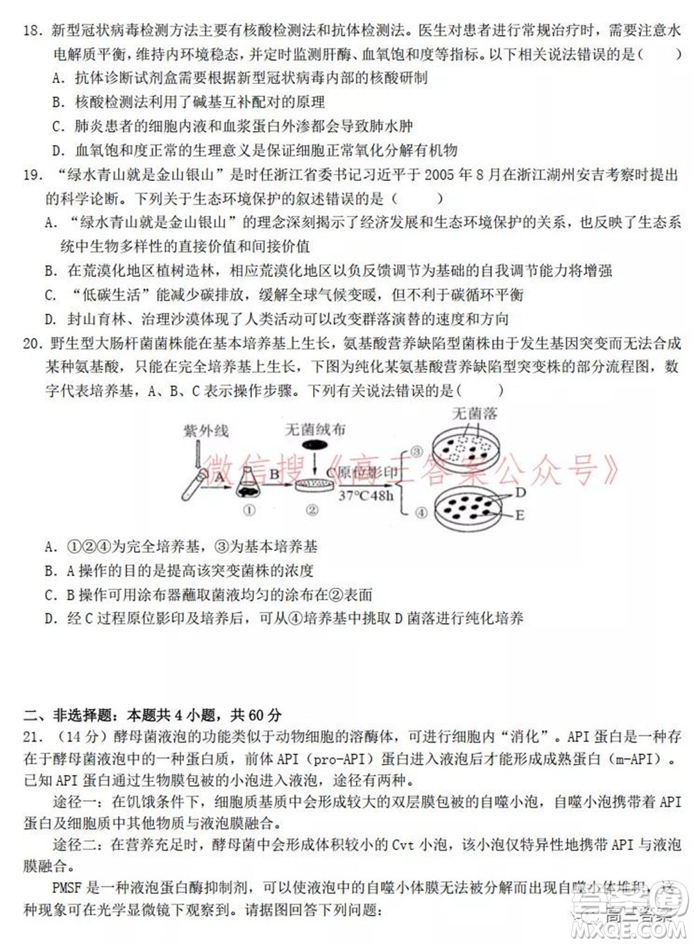 2022屆高三湖北十一校第一次聯(lián)考生物試題及答案