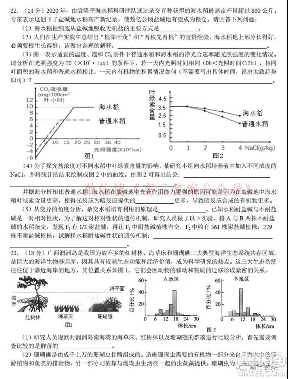 2022屆高三湖北十一校第一次聯(lián)考生物試題及答案