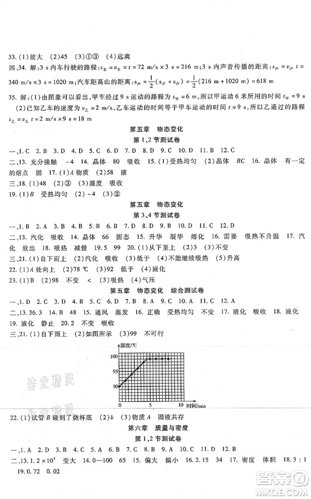 吉林教育出版社2021海淀金卷八年級物理上冊JK教科版答案