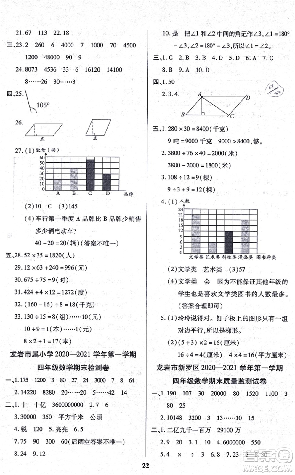 沈陽出版社2021培優(yōu)三好生課時(shí)作業(yè)四年級(jí)數(shù)學(xué)上冊(cè)A人教版福建專版答案