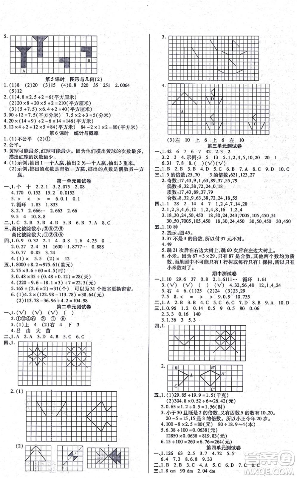 沈陽(yáng)出版社2021培優(yōu)三好生課時(shí)作業(yè)五年級(jí)數(shù)學(xué)上冊(cè)B北師版福建專版答案