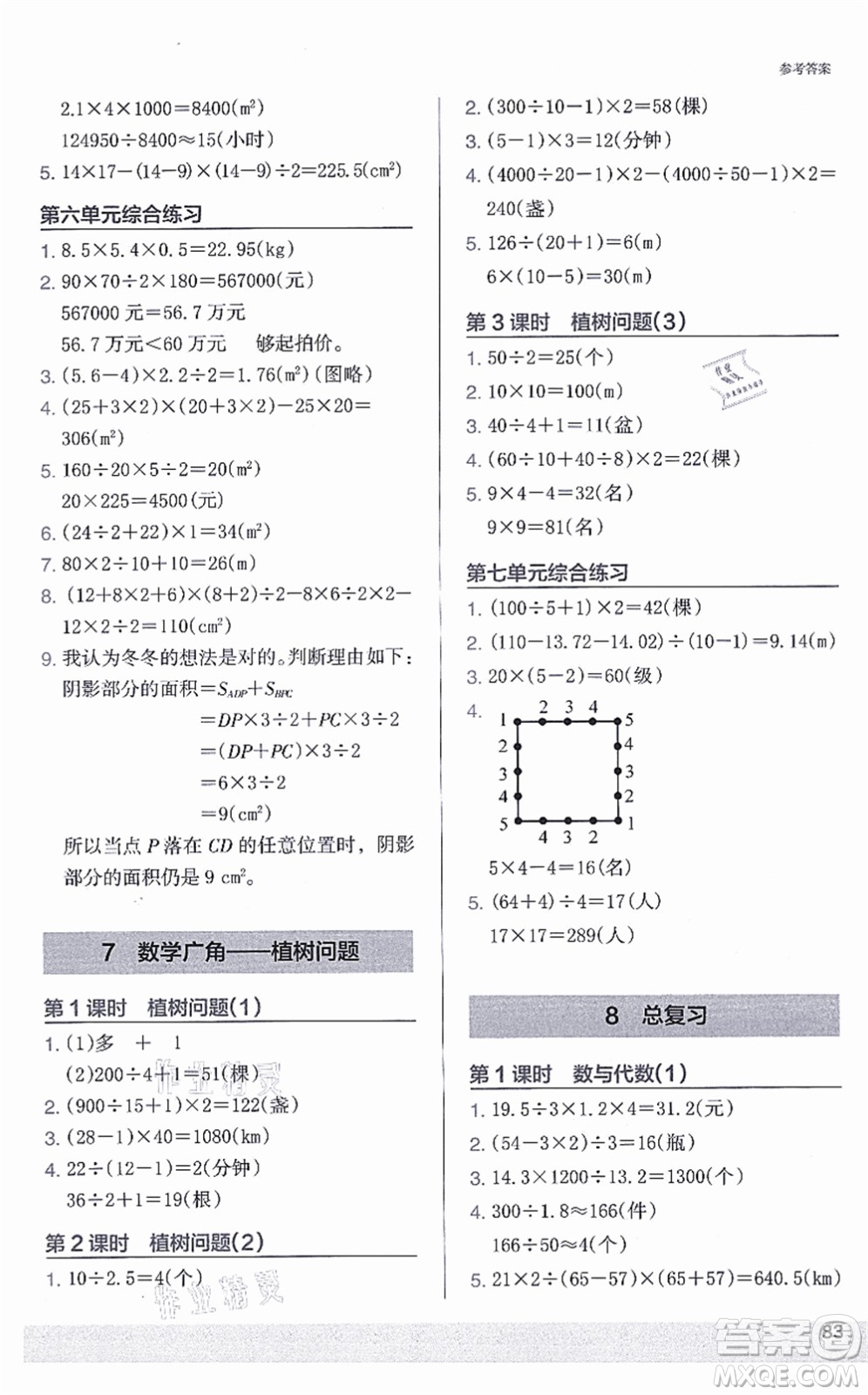 江蘇鳳凰美術(shù)出版社2021木頭馬解決問(wèn)題小狀元五年級(jí)數(shù)學(xué)上冊(cè)RJ人教版答案
