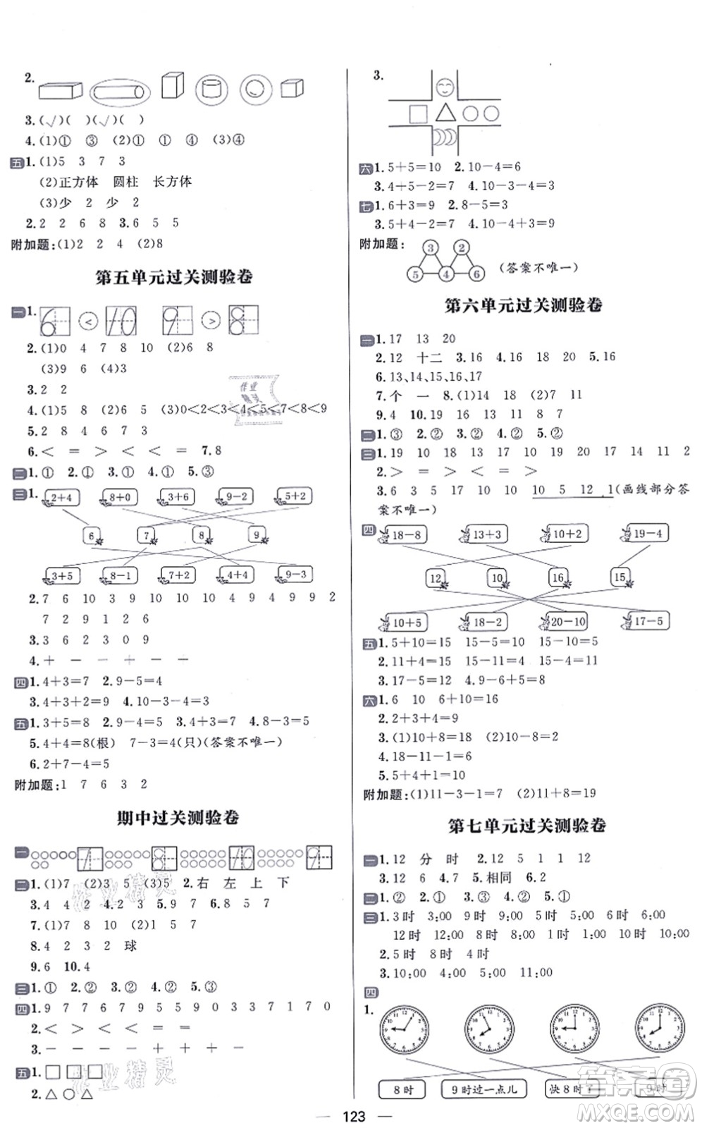 南方出版社2021練出好成績(jī)一年級(jí)數(shù)學(xué)上冊(cè)RJ人教版答案