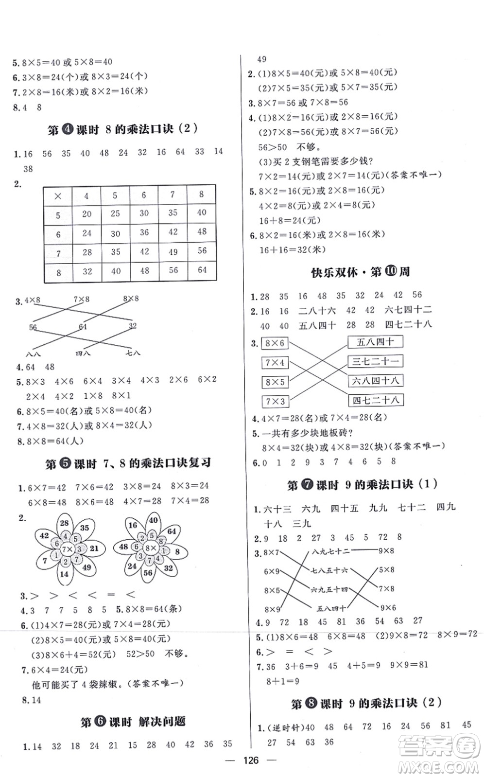 南方出版社2021練出好成績二年級數(shù)學(xué)上冊RJ人教版答案