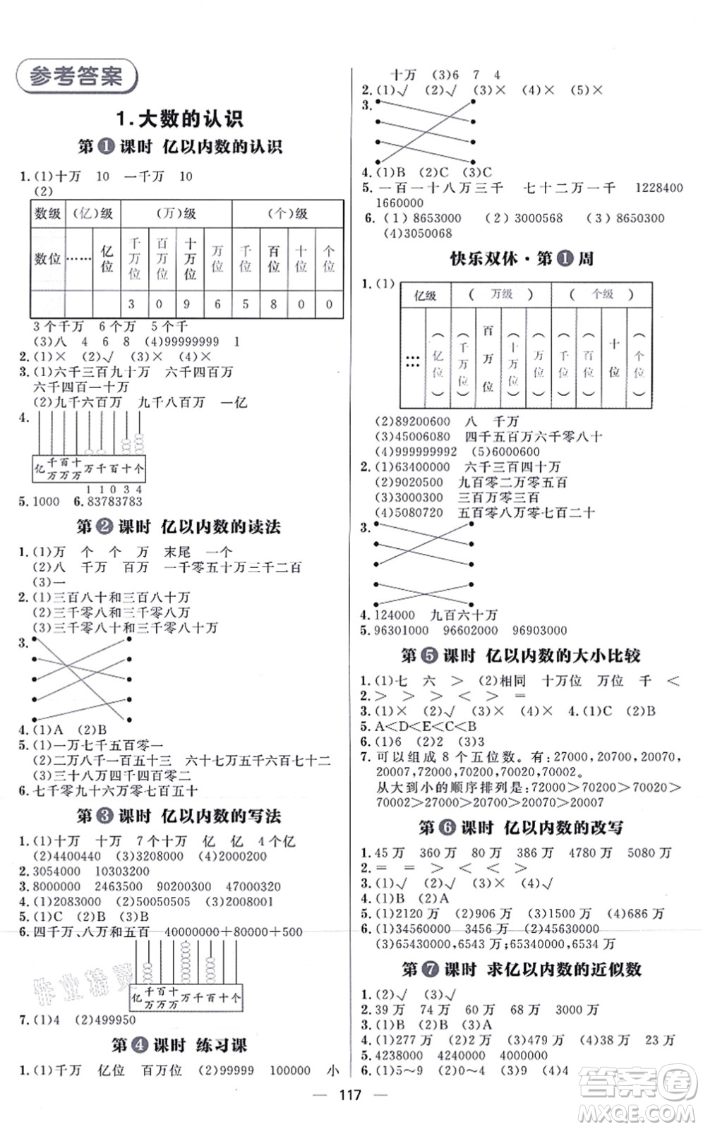 南方出版社2021練出好成績四年級數(shù)學(xué)上冊RJ人教版答案