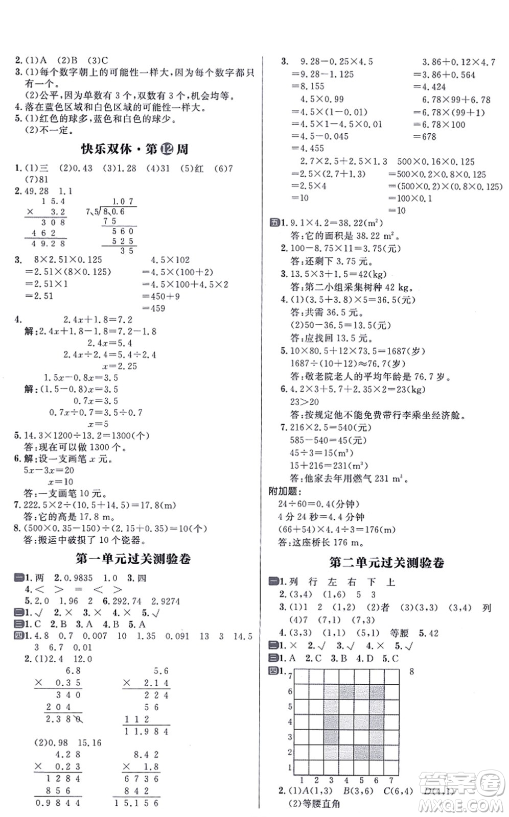 南方出版社2021練出好成績(jī)五年級(jí)數(shù)學(xué)上冊(cè)RJ人教版答案