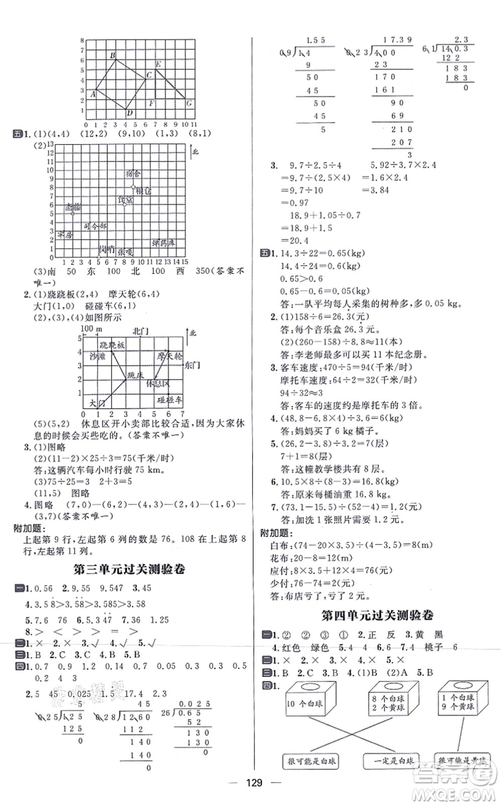 南方出版社2021練出好成績(jī)五年級(jí)數(shù)學(xué)上冊(cè)RJ人教版答案