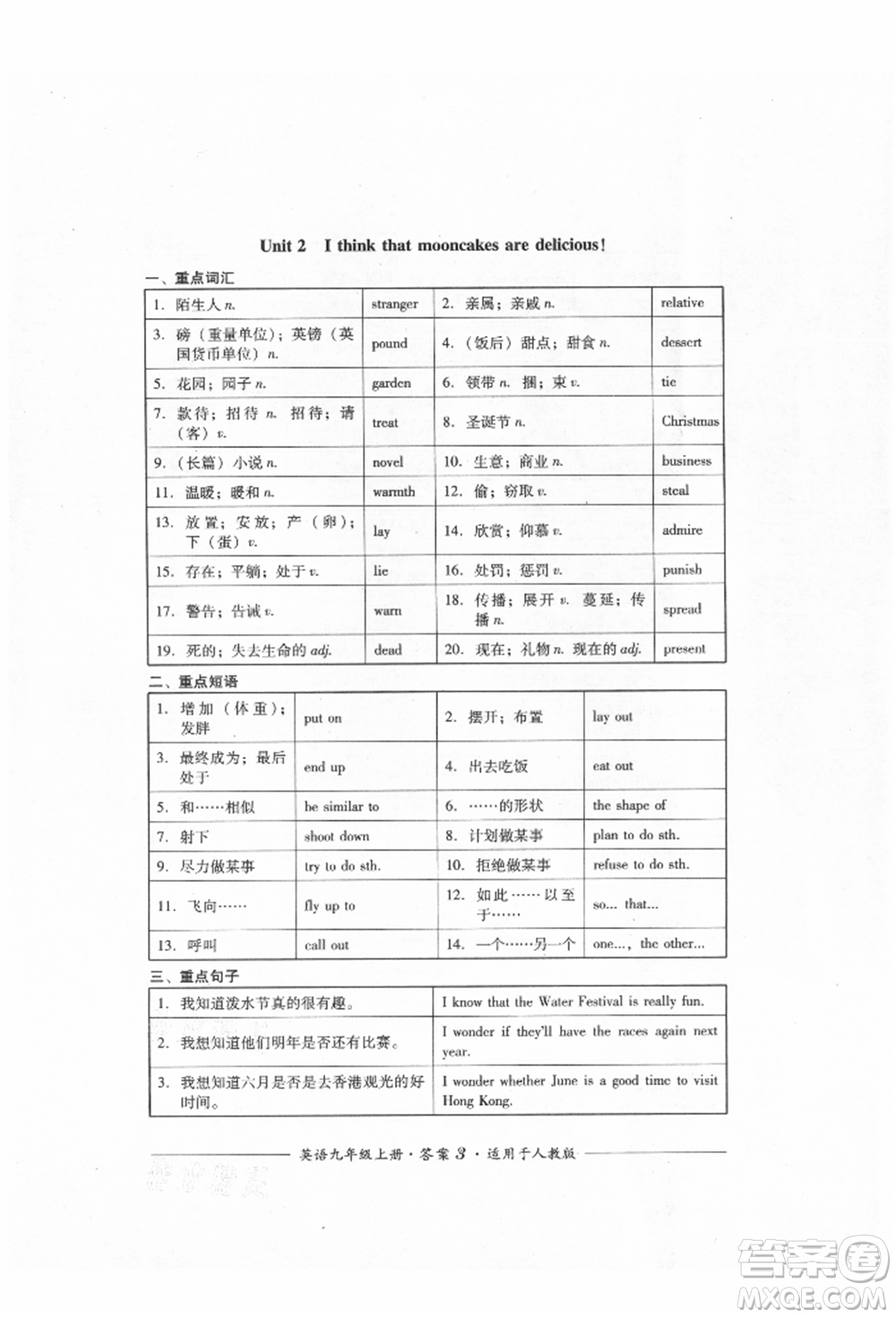 四川教育出版社2021單元測(cè)評(píng)九年級(jí)英語(yǔ)上冊(cè)人教版參考答案