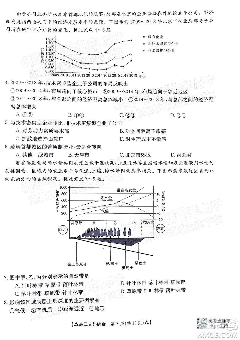 2022屆西南四省金太陽(yáng)12月聯(lián)考高三文科綜合試題及答案
