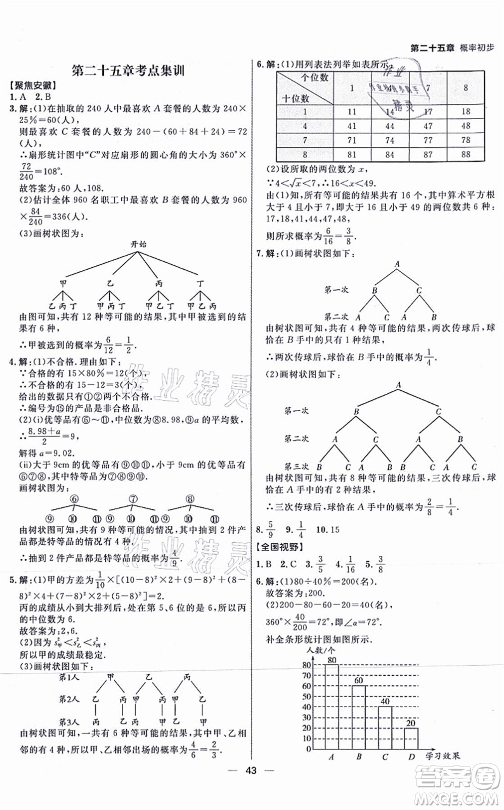 南方出版社2021練出好成績九年級(jí)數(shù)學(xué)上冊RJ人教版安徽專版答案
