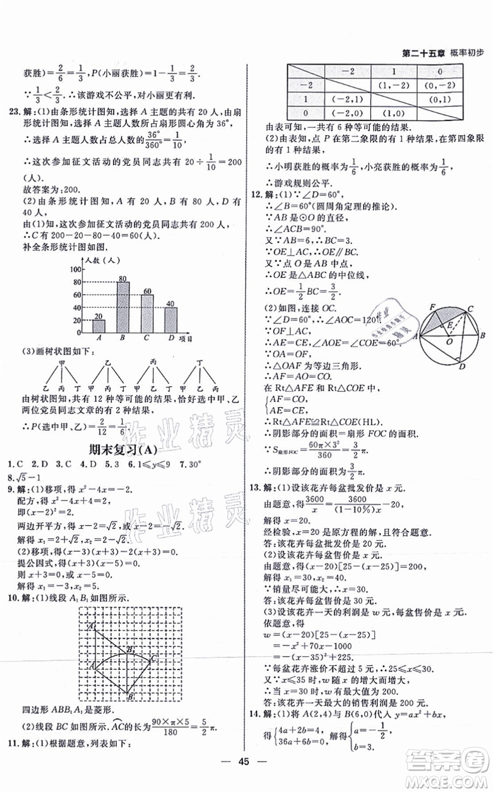 南方出版社2021練出好成績九年級(jí)數(shù)學(xué)上冊RJ人教版安徽專版答案
