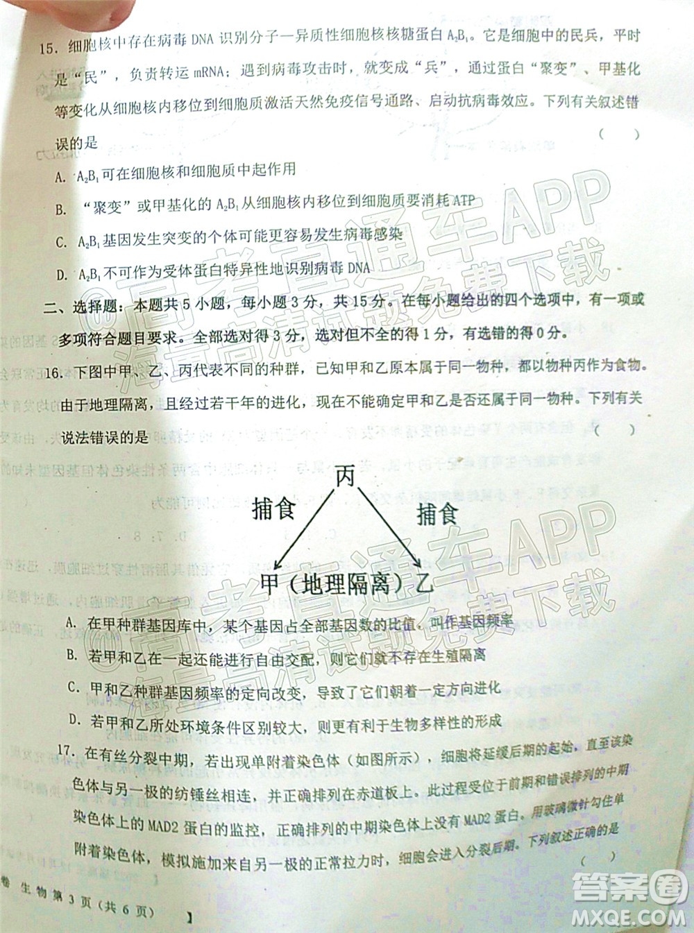 鐵嶺市六校協(xié)作體2021-2022學(xué)年度高三四聯(lián)考試生物試卷及答案