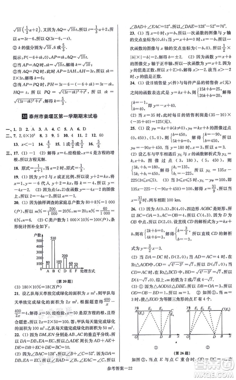 江蘇鳳凰美術(shù)出版社2021搶先起跑大試卷八年級(jí)數(shù)學(xué)上冊(cè)新課標(biāo)江蘇版答案