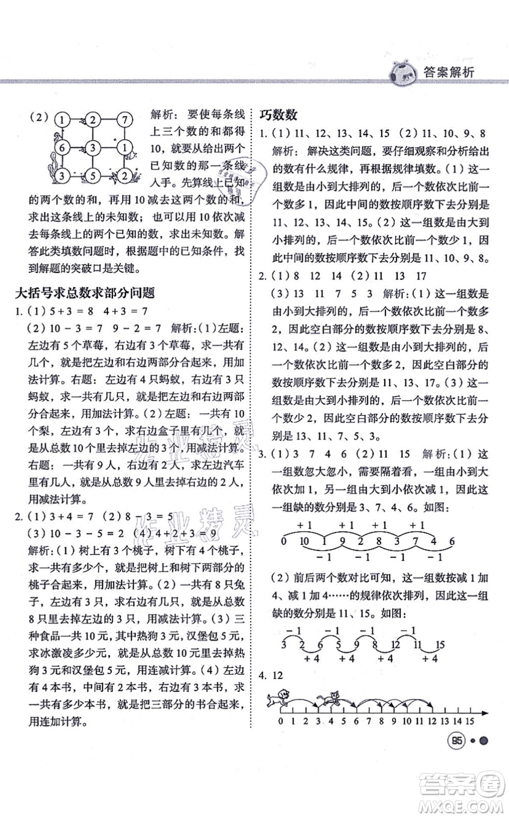 龍門書局2021黃岡小狀元練重點培優(yōu)同步練習一年級數(shù)學上冊R人教版答案