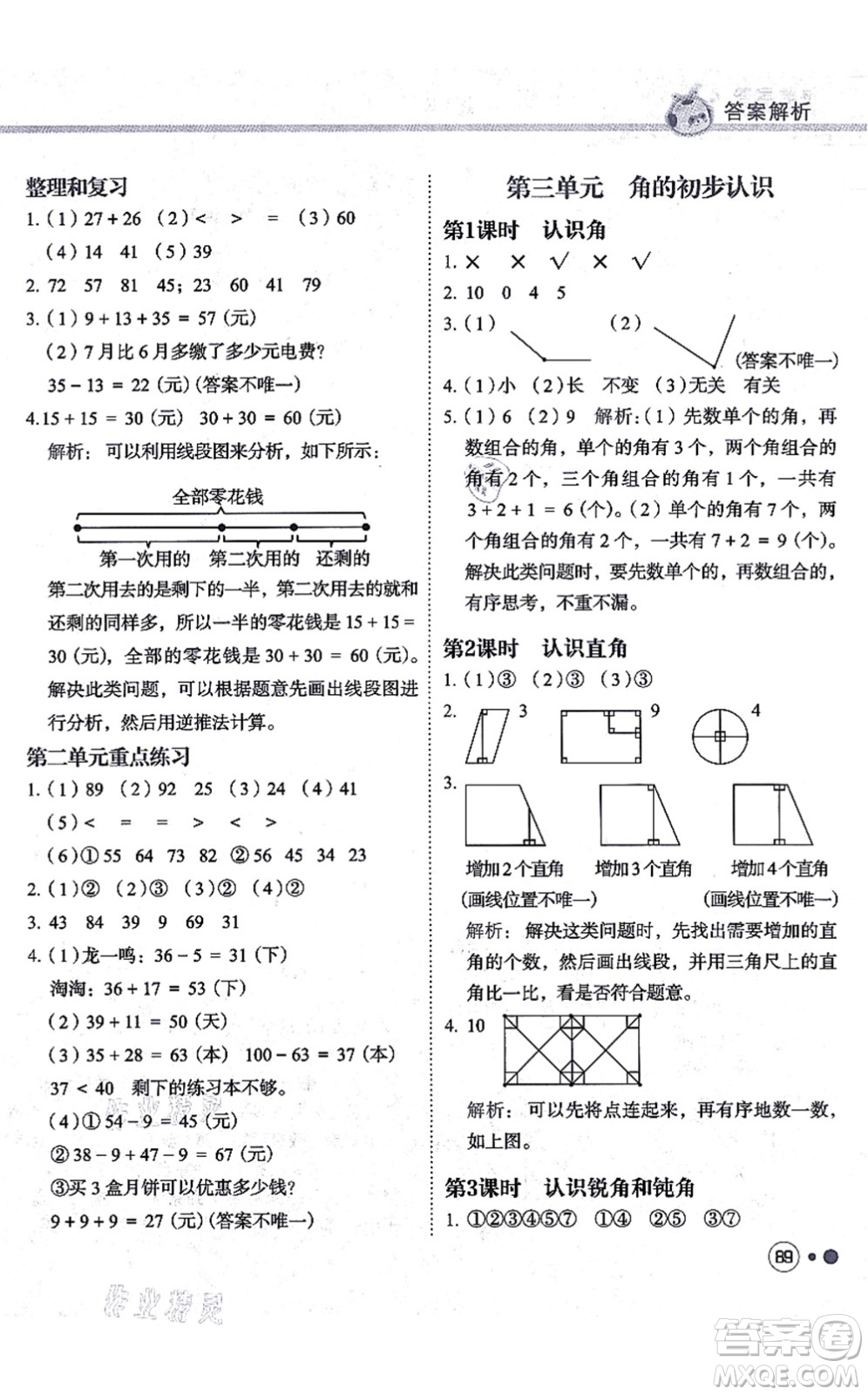 龍門(mén)書(shū)局2021黃岡小狀元練重點(diǎn)培優(yōu)同步練習(xí)二年級(jí)數(shù)學(xué)上冊(cè)R人教版答案