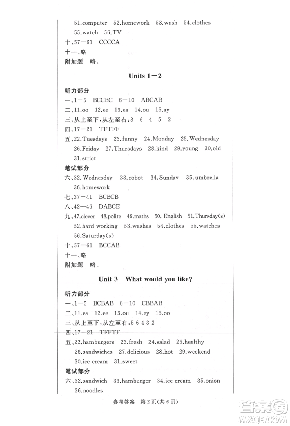 西安出版社2021狀元坊全程突破導練測五年級英語上冊人教版佛山專版參考答案