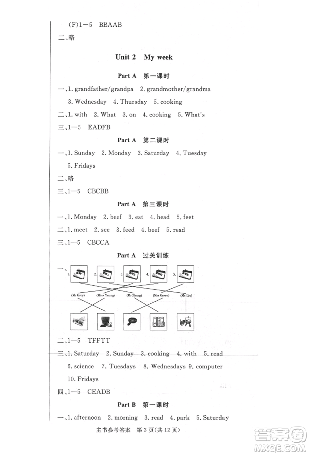 西安出版社2021狀元坊全程突破導練測五年級英語上冊人教版佛山專版參考答案
