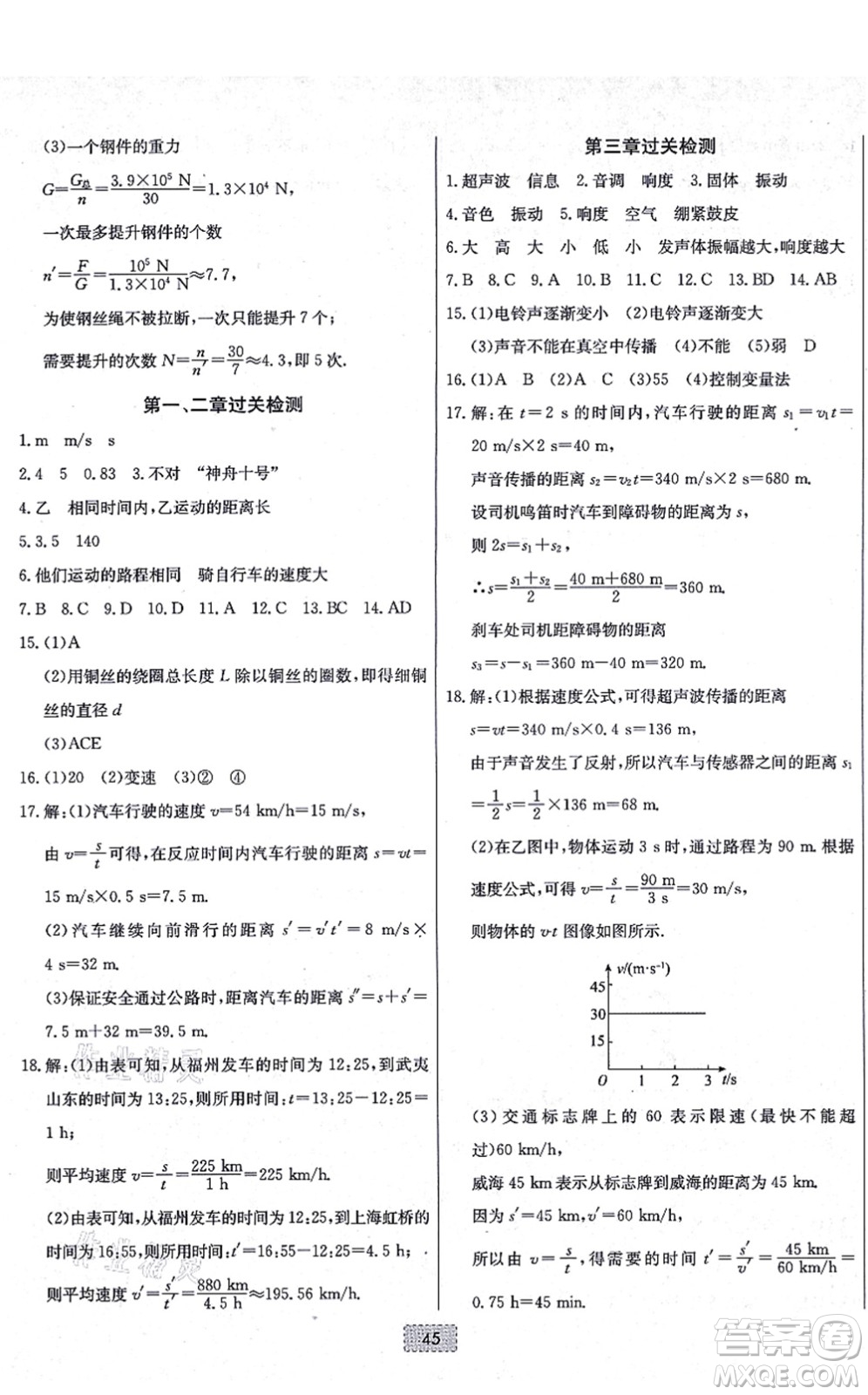 遼寧少年兒童出版社2021練重點(diǎn)八年級(jí)物理上冊(cè)HK滬科版河南專版答案