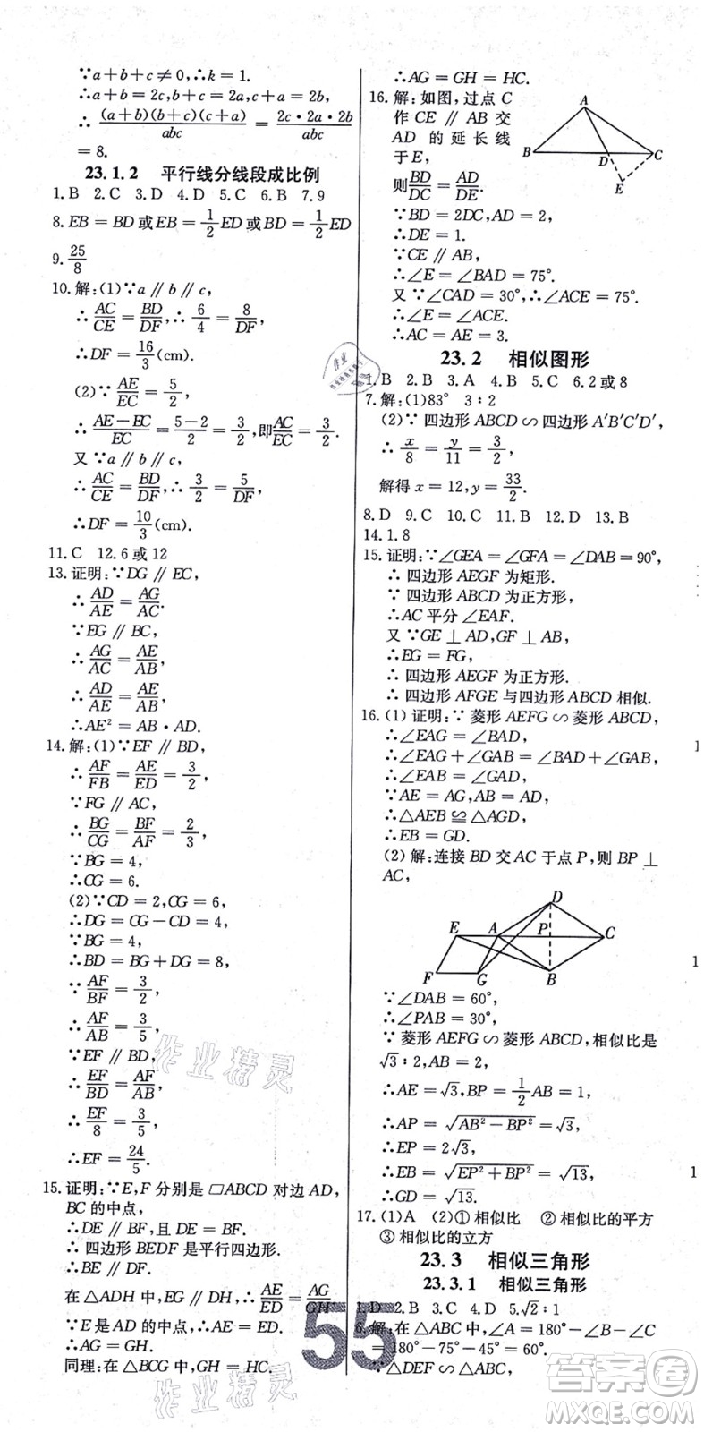 遼寧少年兒童出版社2021練重點九年級數(shù)學上冊HS華師版河南專版答案