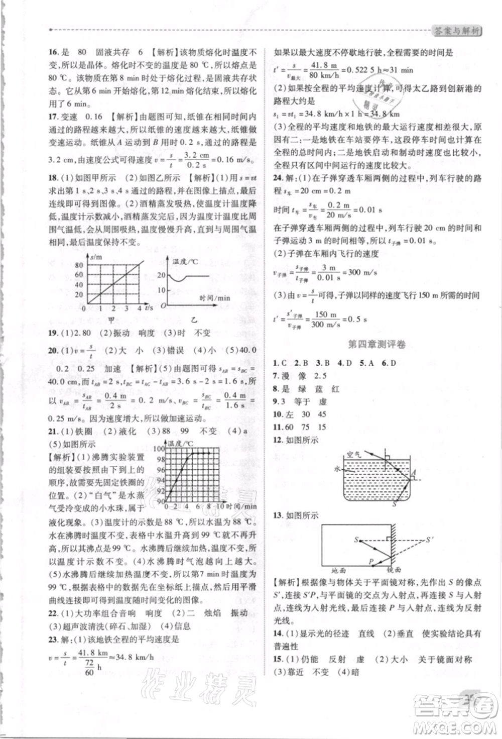 人民教育出版社2021新課標(biāo)教材同步導(dǎo)練八年級(jí)物理上冊人教版參考答案