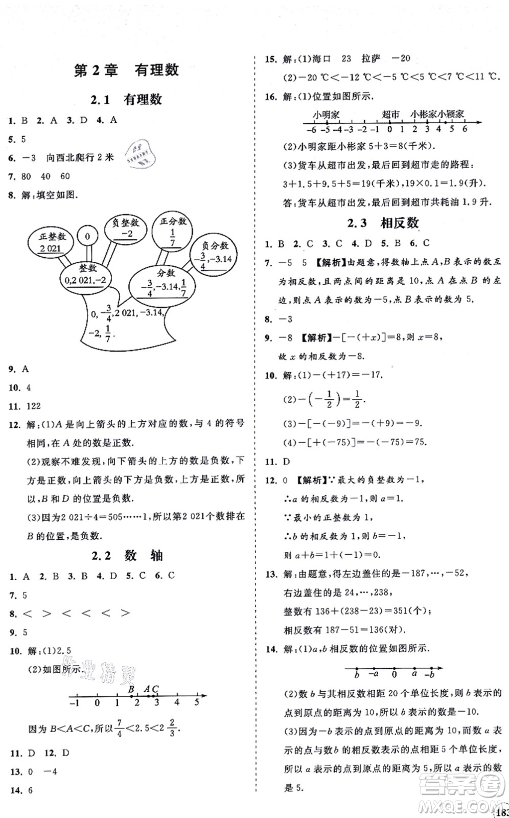 海南出版社2021新課程同步練習(xí)冊(cè)七年級(jí)數(shù)學(xué)上冊(cè)華東師大版答案