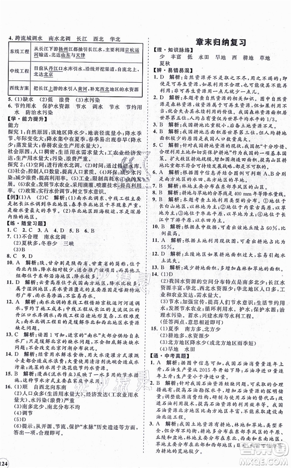 海南出版社2021新課程同步練習(xí)冊(cè)八年級(jí)地理上冊(cè)人教版答案