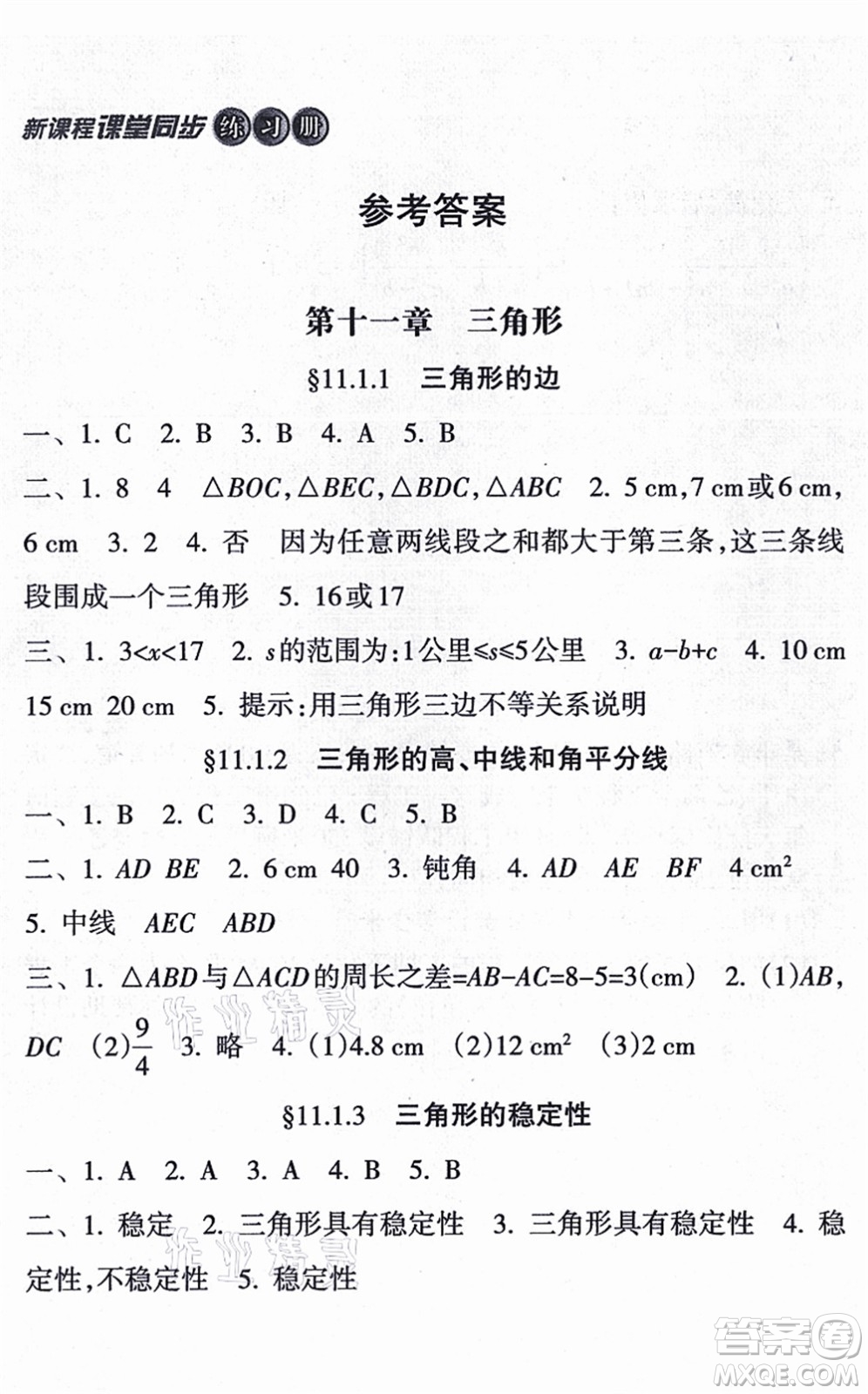 南方出版社2021新課程課堂同步練習(xí)冊八年級數(shù)學(xué)上冊人教版答案