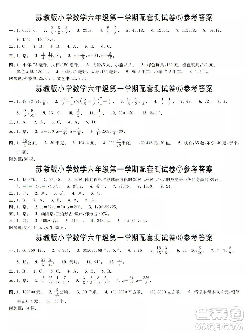 2021年時代學習報數(shù)學周刊蘇教版六年級第一學期配套試卷答案