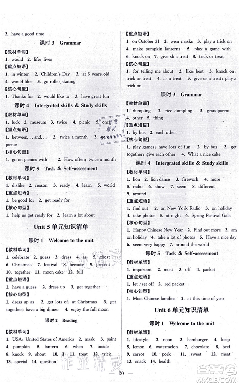 江蘇人民出版社2021創(chuàng)新課時作業(yè)本七年級英語上冊譯林版連云港專版答案
