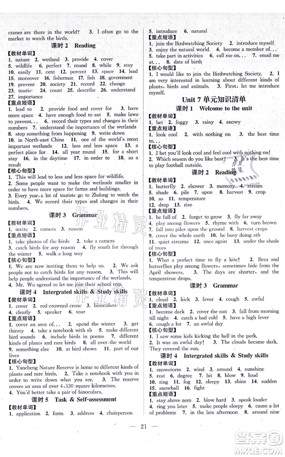 江蘇人民出版社2021創(chuàng)新課時(shí)作業(yè)本八年級英語上冊譯林版答案