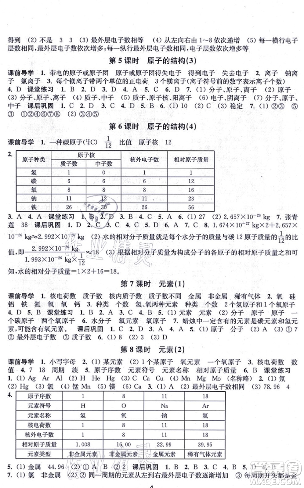 江蘇鳳凰美術(shù)出版社2021創(chuàng)新課時(shí)作業(yè)九年級(jí)化學(xué)上冊(cè)全國(guó)版答案