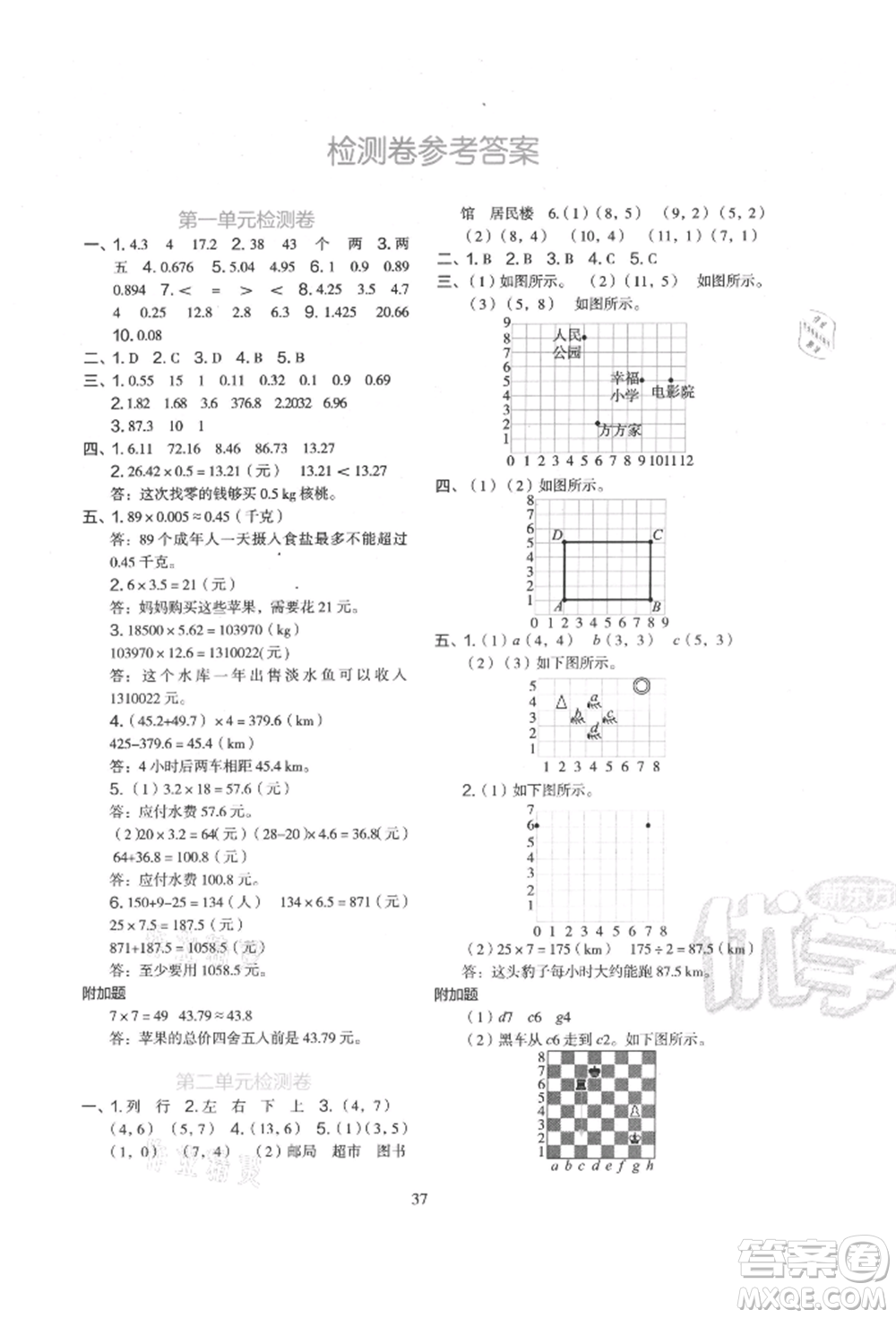 浙江教育出版社2021新東方優(yōu)學練五年級數學上冊人教版參考答案
