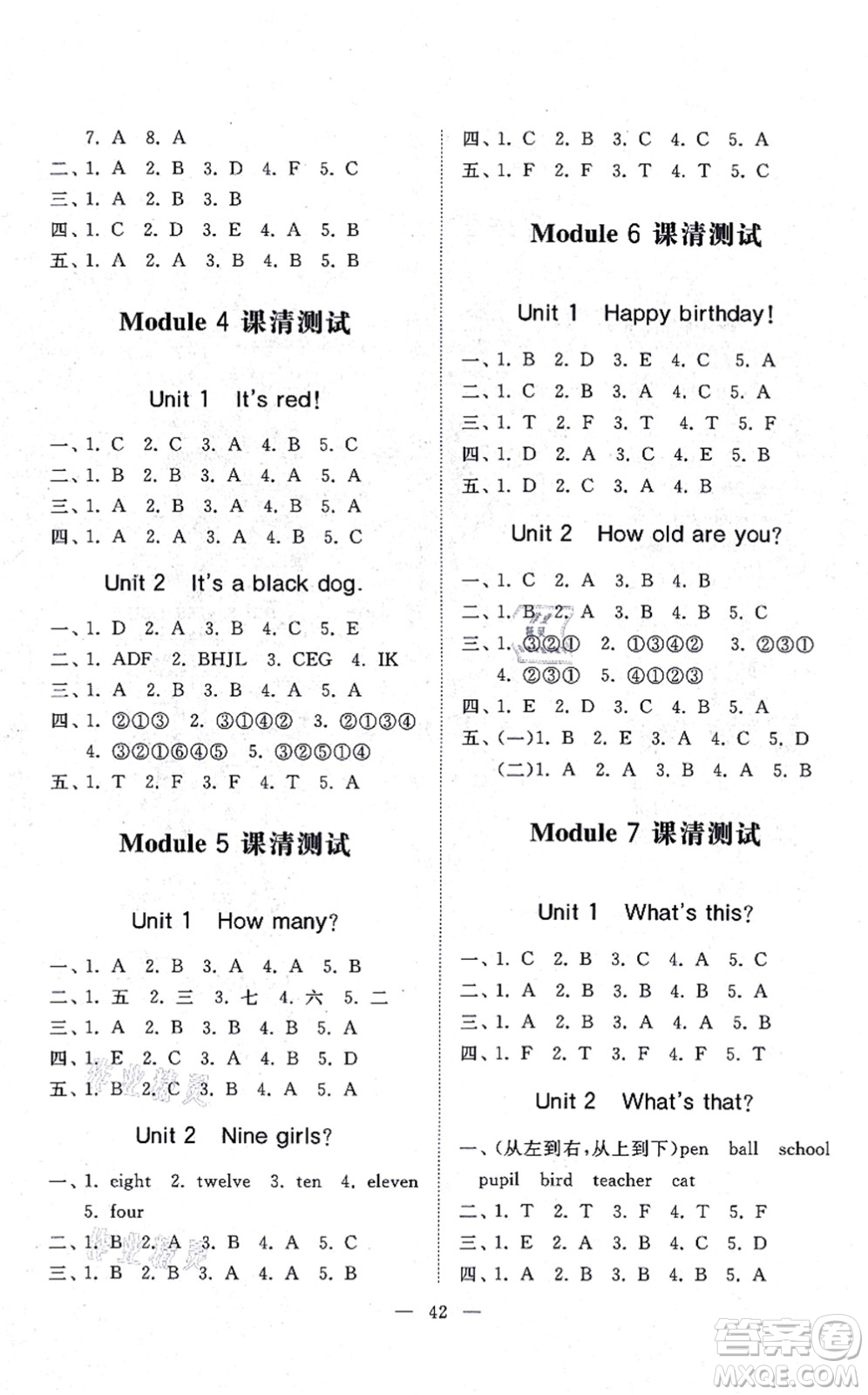 山東友誼出版社2021小學(xué)同步練習(xí)冊(cè)提優(yōu)測(cè)試卷三年級(jí)英語上冊(cè)WY外研版答案