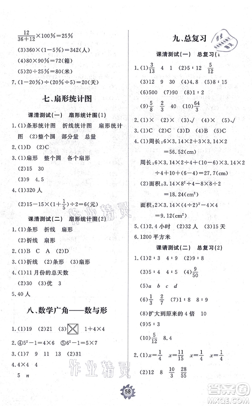 山東友誼出版社2021小學(xué)同步練習(xí)冊(cè)提優(yōu)測(cè)試卷六年級(jí)數(shù)學(xué)上冊(cè)RJ人教版答案