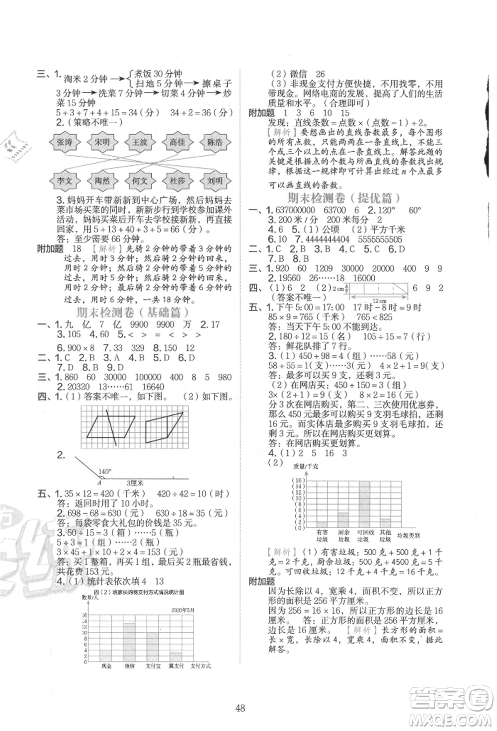 浙江教育出版社2021新東方優(yōu)學(xué)練四年級數(shù)學(xué)上冊人教版參考答案