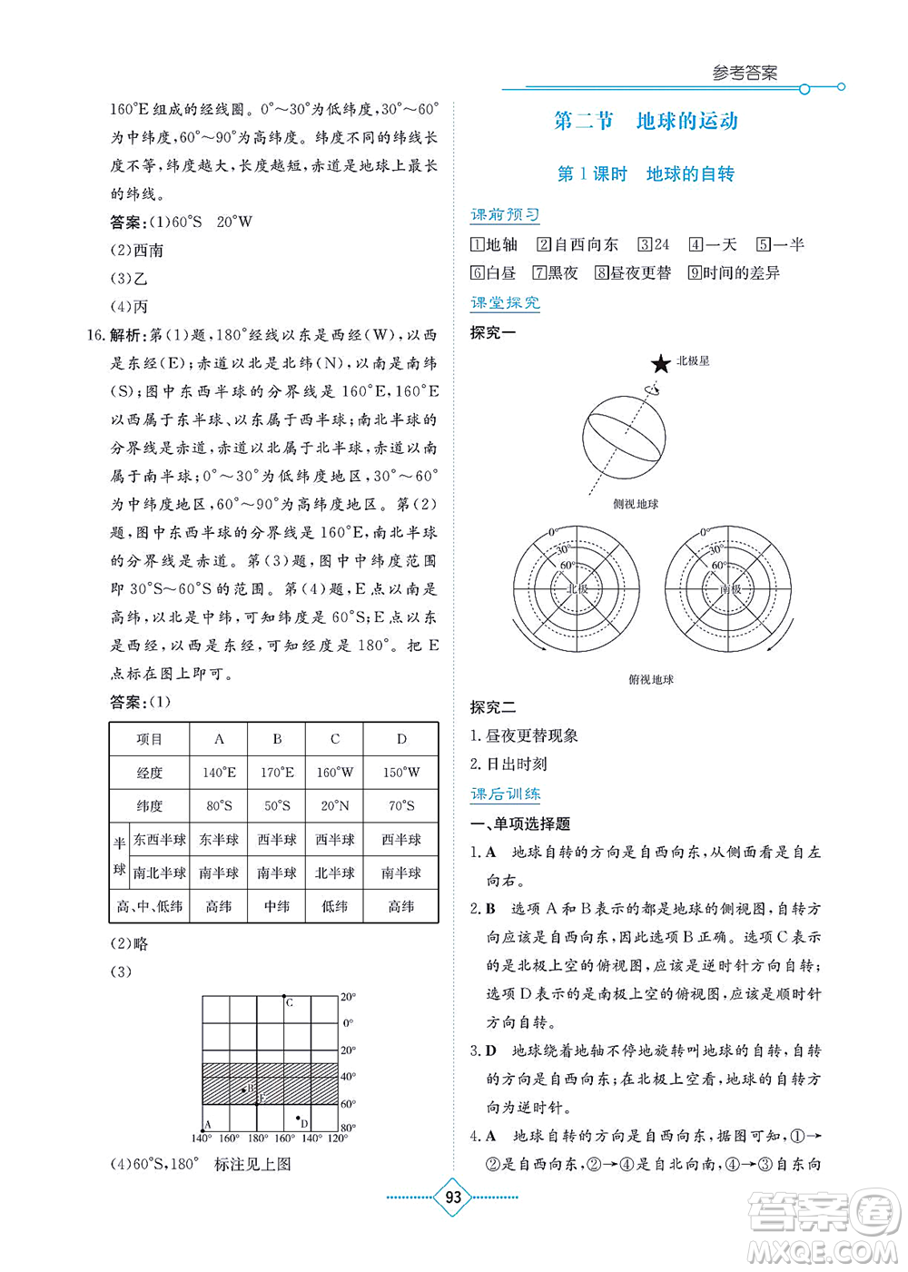 湖南教育出版社2021學(xué)法大視野七年級地理上冊人教版答案