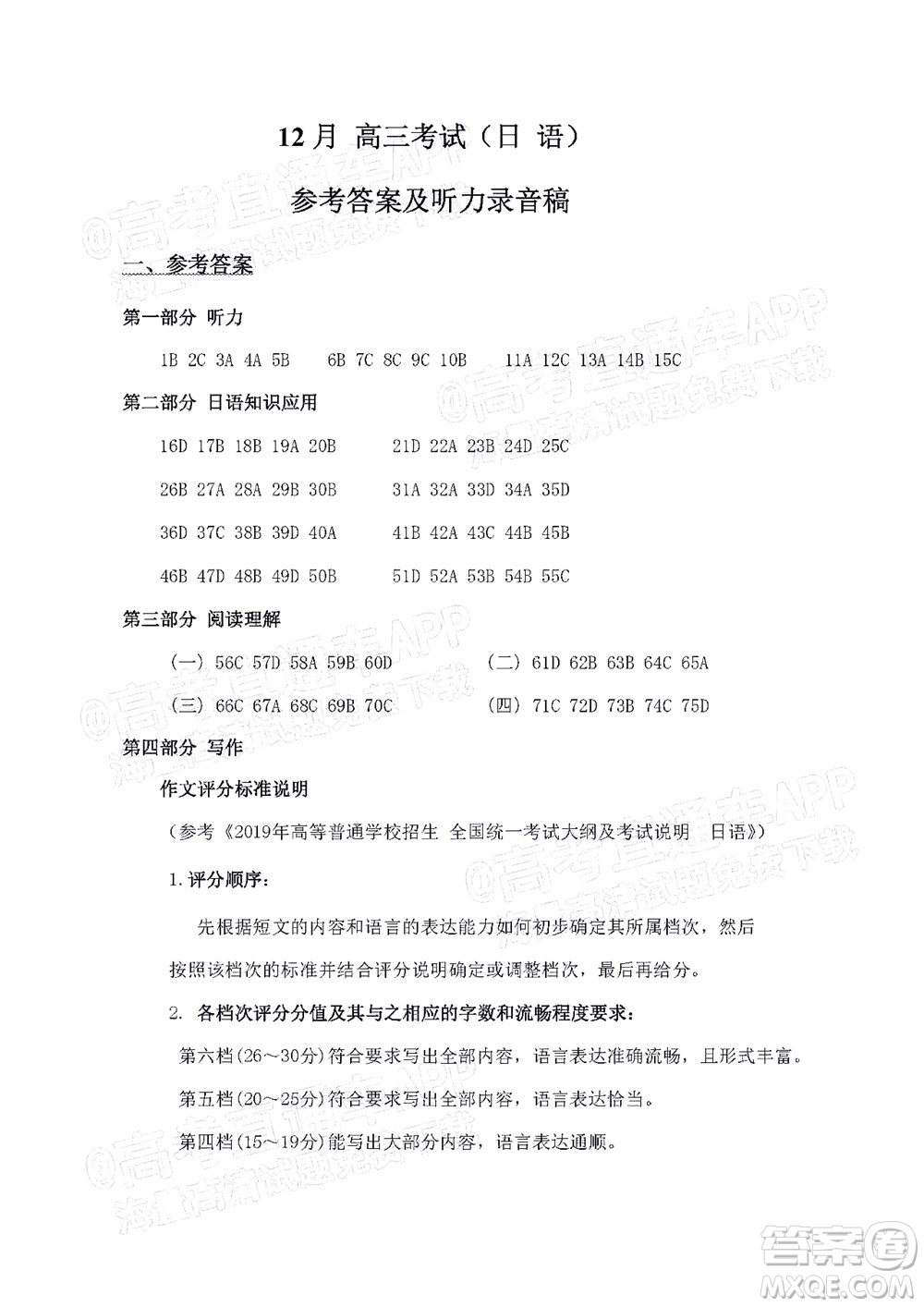 2022屆福建百校聯(lián)盟高三12月聯(lián)考日語(yǔ)試題及答案