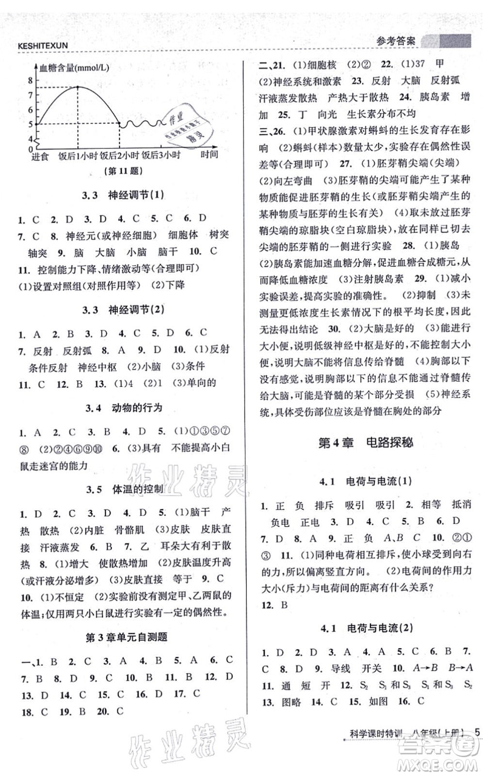 浙江人民出版社2021課時(shí)特訓(xùn)八年級(jí)科學(xué)上冊(cè)Z浙教版答案
