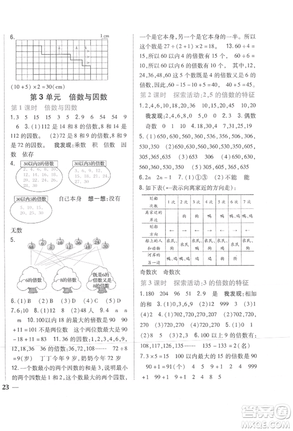 吉林人民出版社2021小學(xué)題幫五年級(jí)數(shù)學(xué)上冊(cè)北師大版參考答案