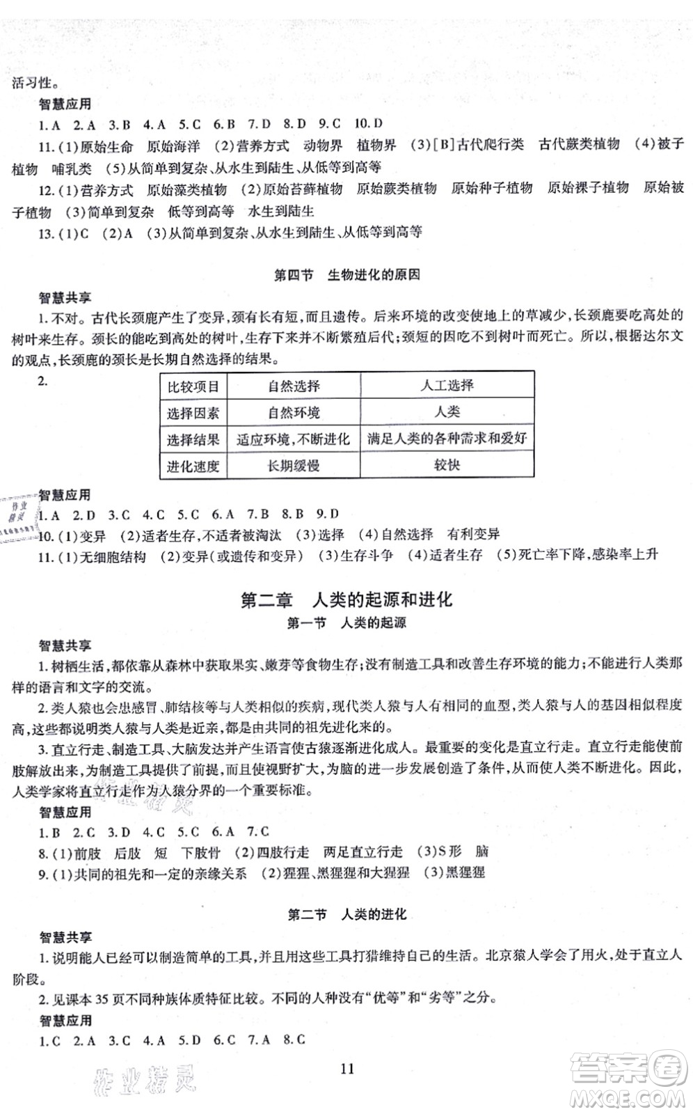 明天出版社2021智慧學(xué)習(xí)導(dǎo)學(xué)練八年級(jí)生物全一冊(cè)人教版答案