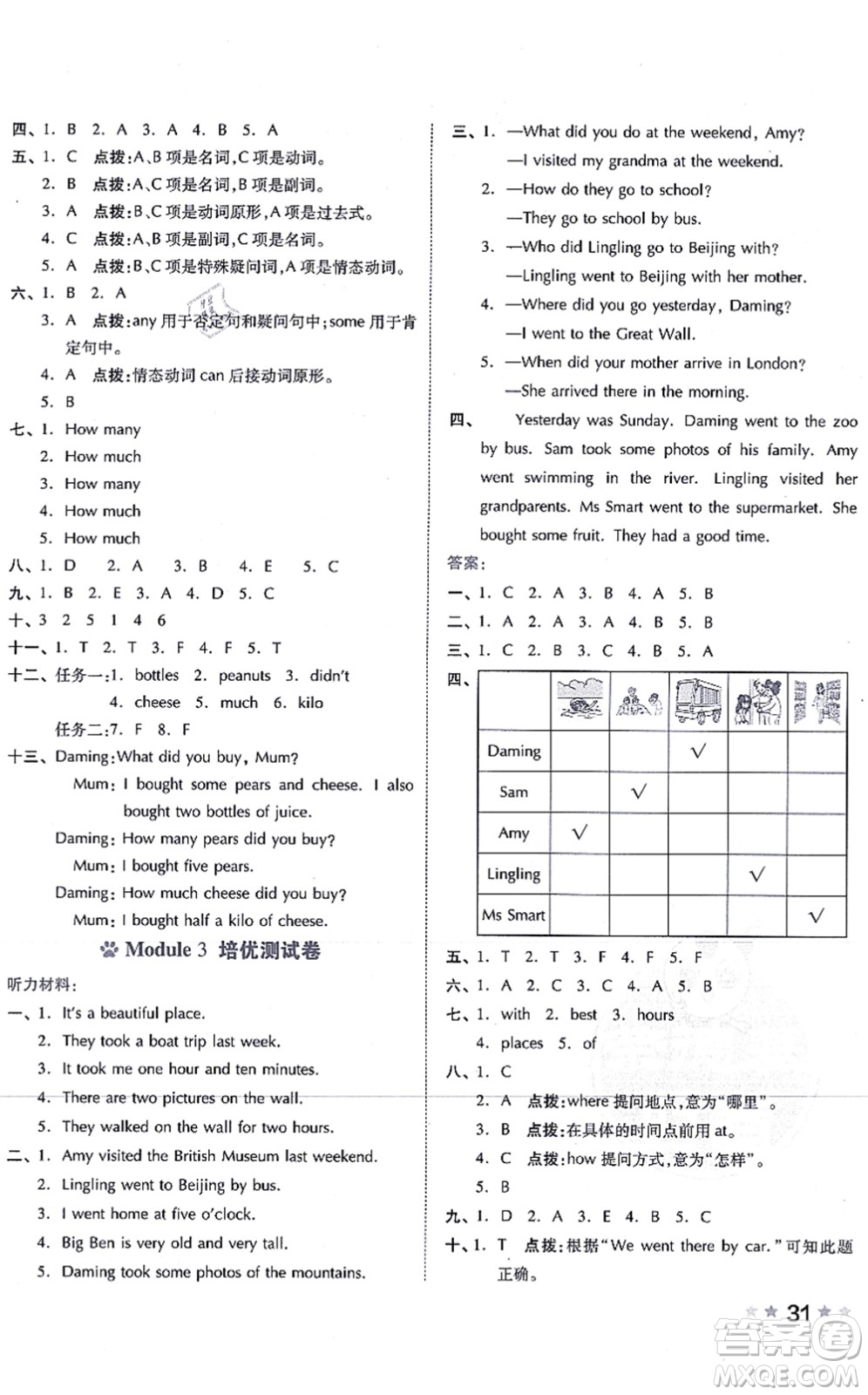 吉林教育出版社2021榮德基好卷五年級英語上冊WY外研版答案
