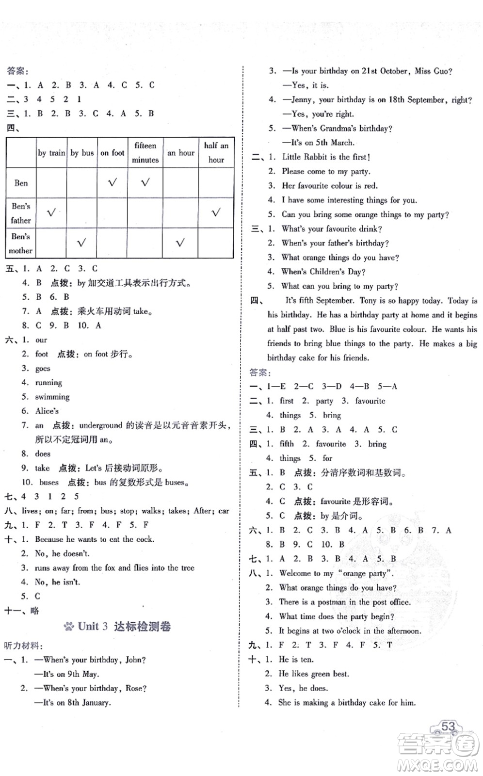 安徽教育出版社2021榮德基好卷五年級(jí)英語(yǔ)上冊(cè)HN滬教牛津版答案